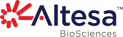 Red, blue, and grey Altesa BioSciences logo