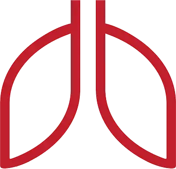 Red icon of human lungs