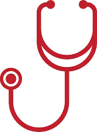 Red icon of a stethoscope